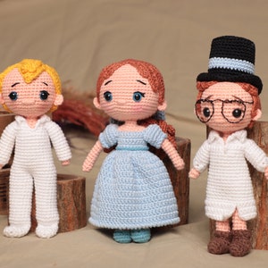 Wendy-Michael-John Darling Peter Pan Crochet Amigurumi Toy Doll, Cartoon Movie Plush Accessory, Gift For Him, Gift for Her