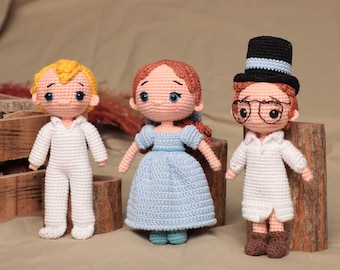 Wendy-Michael-John Darling Peter Pan Crochet Amigurumi Toy Doll, Cartoon Movie Plush Accessory, Gift For Him, Gift for Her