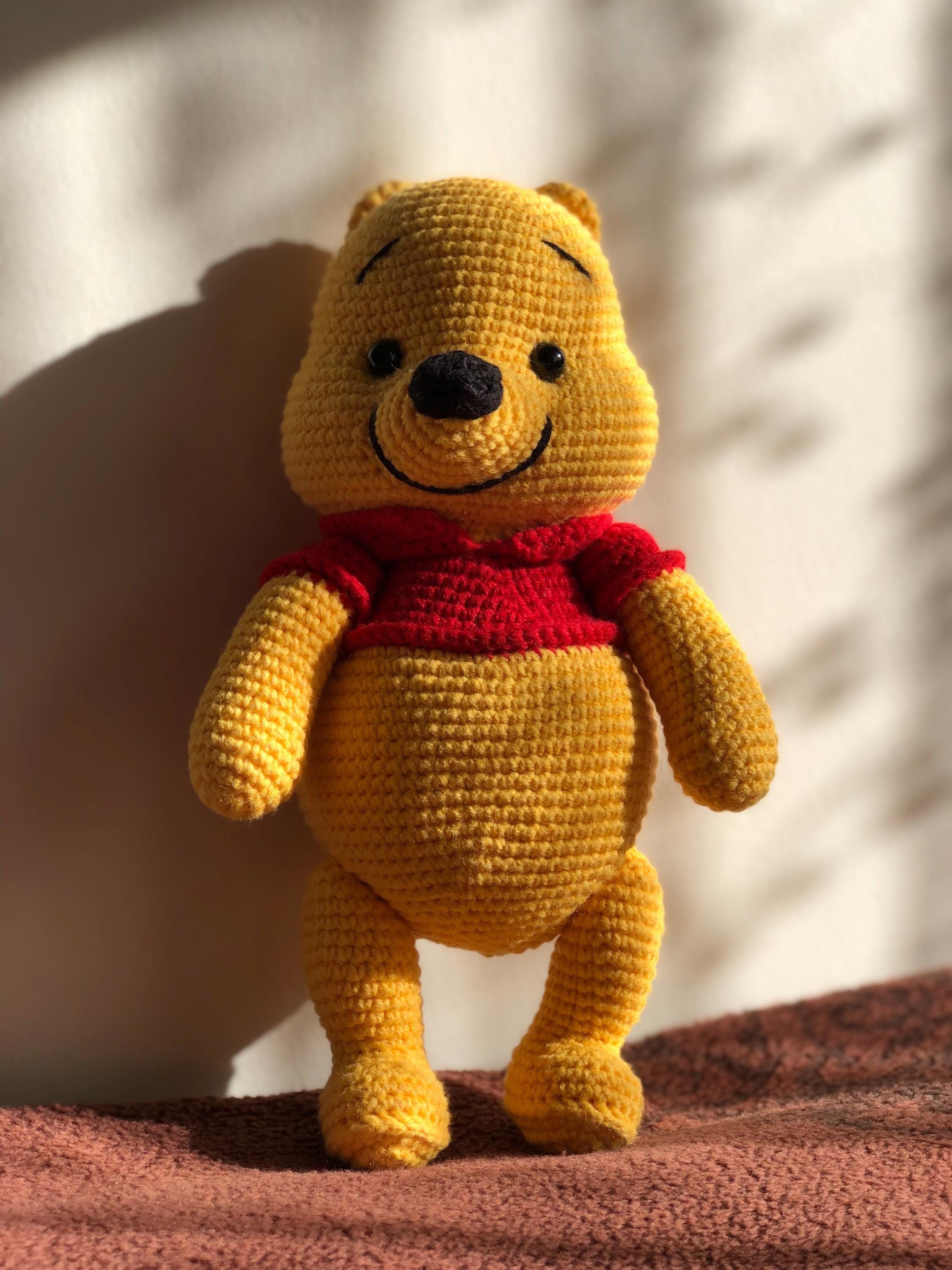 Crochet Pooh Plush Doll, Stuffed Bear Toy Amigurumi, Christmas Gift for Kids, Winnie The Pooh Set, Crochet Nursery Decor