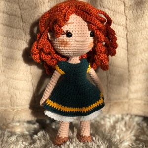 Princess Merida Brave Inspired Crochet Doll Kid Baby Gift, Brave Characters Amigurumi Toy Doll Gift for Nursery and Birthday