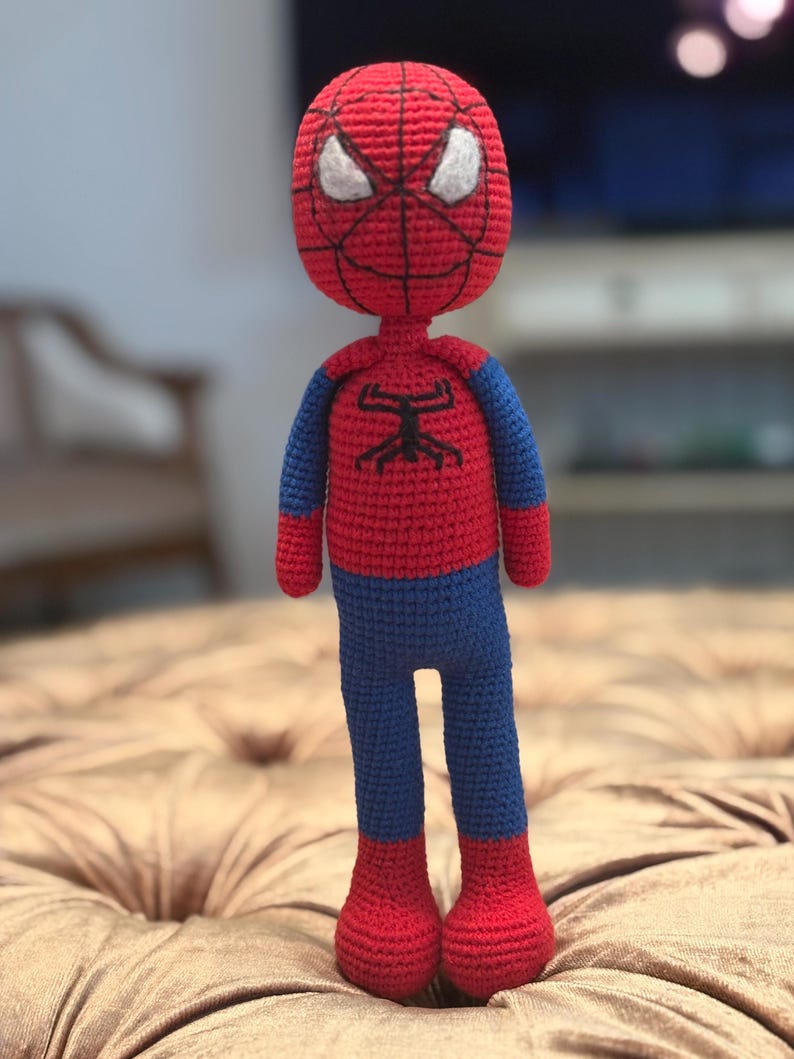 Spiderman häkeln Amigurumi Spielzeugpuppe, Superheld Action Figure Plüsch Zubehör Bild 5