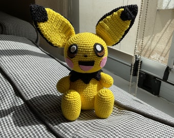 Crochet Pichu Pikachu Pokemon Doll Kid Baby Gift, Pokemon Characters Amigurumi Toy Doll Gift