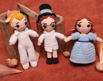 Handmade Crochet Wendy, Michael, John Darling Amigurumi Plush Doll Set