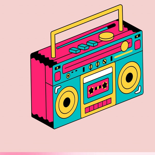 Retro Boombox SVG, 80’s 90’s, MTV, Radio, Old school