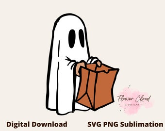 Fantasma de doces ou travessuras de Halloween, SVG em camadas, PNG, arquivo cortado