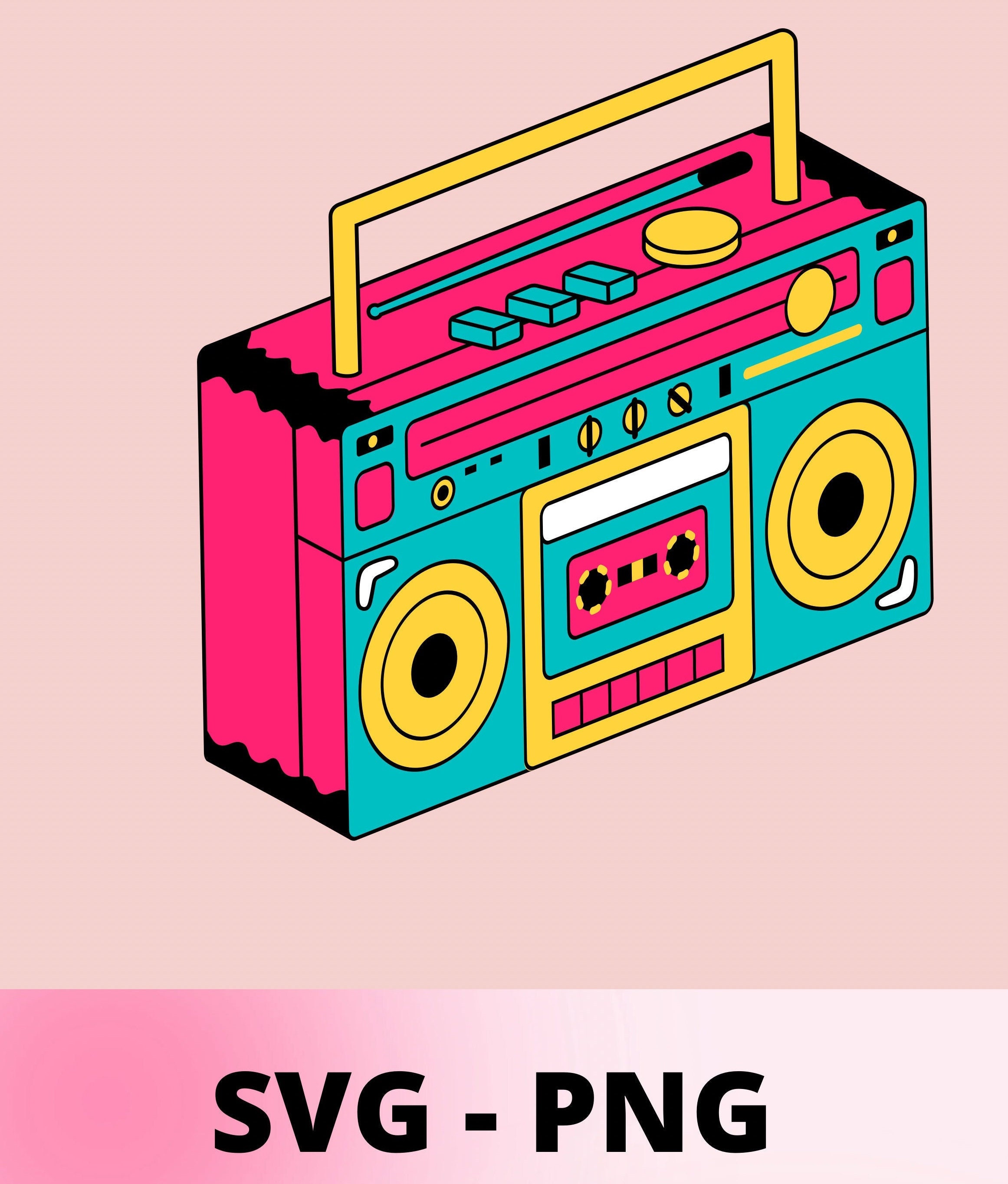 Retro Boombox SVG, 80s 90s, MTV, Radio, Old School 