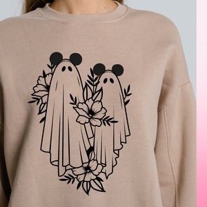 Floral Ghost Mouse Ears, Mickey Ghost, Minnie Ghost, Halloween Theme Park, PNG, Cut File, Print File