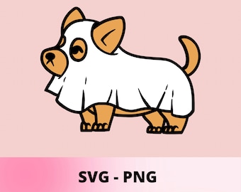 Cachorro de Halloween em camadas SVG, cachorro fantasma PNG, impressão digital