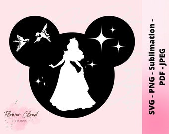 Princesa, Aurora, Pássaro, Parque Temático, Sublimação, Arquivo Recortado, Mickey Mouse