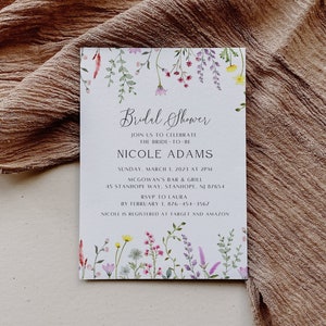 Wildflower Bridal Shower Invitation, Spring Wildflower Invite, Boho Bridal Shower, Flower Bridal Shower, Floral Bridal Shower Invite