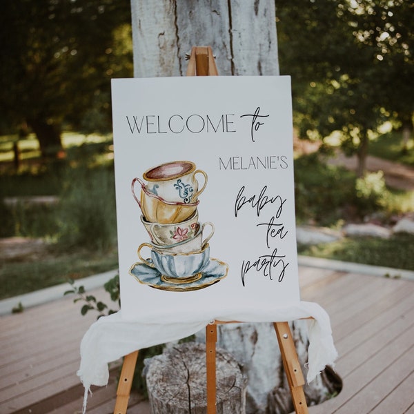 Baby Shower Tea Party Welcome Sign, Baby Shower Tea Party, Baby Shower Tea Party Sign, Tea Party Welcome Sign, Baby Shower Welcome Sign