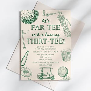 Golf 30th Birthday Invitation Template, Golf 30th Birthday Invitation, Editable Golf Invitation Template, Mens Golf 30th Text Message Invite