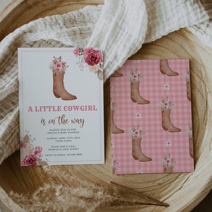 A Little Cowgirl Is on The Way Baby Shower, Cowgirl Baby Shower Invitation Template, Pink Cowgirl Invitation, Little Cowgirl Baby Shower