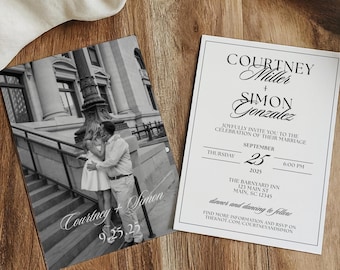 Wedding Invitation Template, Old Money Wedding Invitation Digital Template, Editable Old Money Wedding Invitation with Photo Printable