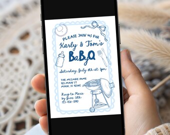 BabyQ Invitation Template, Barbecue Baby Shower Invitation, BabyQ Baby Shower, BabyQ Invite, BabyQ Barbecue Baby Shower