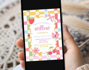 Whimsical Butterfly Birthday Invitation Template, Girl Birthday Party Invitation, Canva Editable (Digital Download)