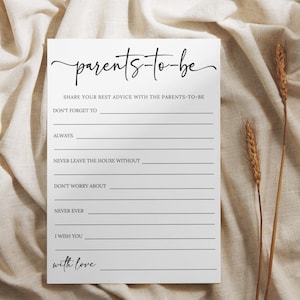 Carta Consigli per i futuri genitori, Consigli per i genitori, Consigli per la futura mamma, Gioco minimalista per baby shower, Pacchetto giochi per baby shower