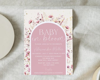 Baby in Bloom, Girl Baby in Bloom Baby Shower, Baby in Bloom Invitation, Baby Shower Invitation Template, Pink Floral Baby Shower Invitation