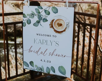 Love is Brewing Welcome Sign Template, Coffee Bridal Shower, Bridal Brunch Welcome Sign, Coffee with the Bride, Bridal Shower Welcome Sign