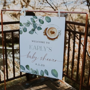 A Baby is Brewing Welcome Sign Template, Editable Baby Shower Welcome Sign, A Baby is Brewing Baby Shower, Coffee Themed Baby Shower
