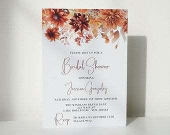 Terracotta Wedding Shower Invitation, Terracotta Bridal Shower Invitation, Bridal Shower Invitation Template, Floral Boho Bridal Shower