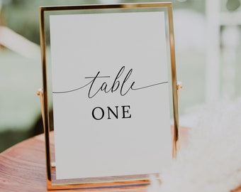 Modern Wedding Table Numbers Template, Minimalist Table Numbers, Simple Black and White Table Numbers, Digital Wedding Table Number Editable
