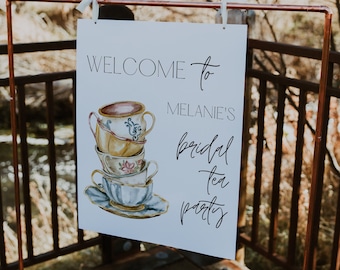 Bridal Tea Party Welcome Sign, Tea Party Bridal Shower, Time for Tea With The Bride-to-be, Bridal Shower Welcome Template, DIY Invitation