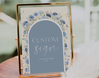 Baby in Bloom, Boy Baby in Bloom Baby Shower, Baby in Bloom Custom Sign Template, Baby Shower Editable Sign, Blue Floral Baby Shower Sign