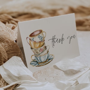 Bruids Tea Party dank u kaartsjabloon, Tea Party dank u kaartsjabloon, Baby Tea Party dank u kaart, Tea Party dank u gunsten