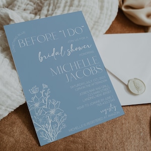 Something Blue Before I Do Bridal Shower, Something Blue Bridal Shower Invitation Template, Blue Bridal Shower Invite, Blue Floral Printable