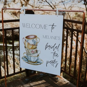 Bridal Tea Party Welcome Sign, Tea Party Bridal Shower, Time for Tea With The Bride-to-be, Bridal Shower Welcome Template, DIY Invitation