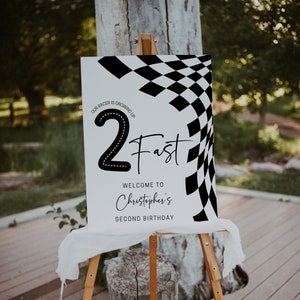 Two Fast Birthday Welcome Sign Template, Second Birthday Welcome Sign, Race Car Second Birthday Sign Template, Two Fast Birthday, Two Fast