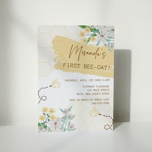 First Bee Day, First Bee Day Invitation, First Bee Day Invitation Template, First Bee Day Party, Digital First Birthday Invitation Template