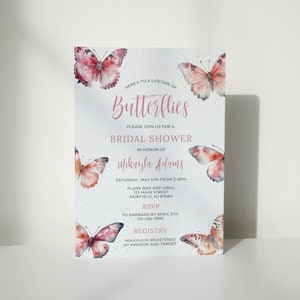 Butterfly Bridal Shower Invitation, Here&#39;s To a Lifetime of Butterflies Bridal Shower, Bridal Shower Invitation Template, Digital Download