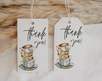 Bridal Tea Party Thank You Tag, Tea Party Bridal Shower, Time for Tea With The Bride-to-be, Bridal Shower Invitation Template,Tea Invitation