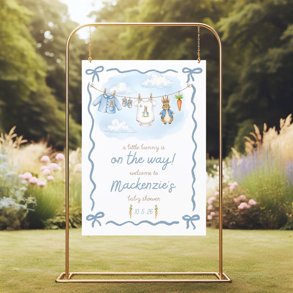 Peter Rabbit Baby Shower Welcome Sign Template, Editable Peter Rabbit ...