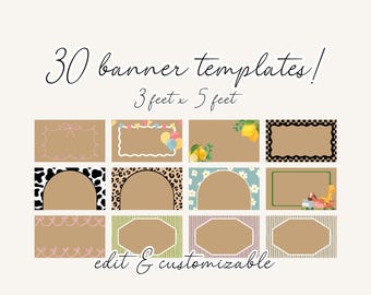 30 plantillas de banners de 90 cm x 150 cm, plantilla de banner personalizable, plantilla de banner marrón, plantilla de banner marrón editable, plantilla de borde para banner