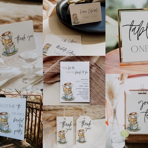 Bridal Tea Party Bundle, Tea Party Bridal Shower Invite, Time for Tea With The Bride-to-be, Bridal Shower Invitation Template,Tea Invitation