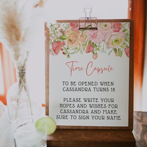 Editable Berry First Birthday Time Capsule Sign Template, Berry First Birthday Time Capsule, First Birthday Time Capsule Sign Editable