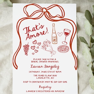 Thats Amore Bridal Shower Invitation Template, Thats Amore Evite, Hand Drawn Italian Bridal Shower, Italian Bridal Shower Invitation Digital