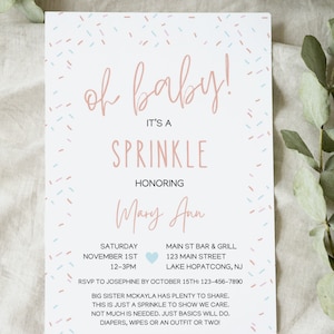 Editable Baby Shower Sprinkle Invitation Template, Baby Shower Sprinkle Template, Sprinkled With Love, Neutral Sprinkle, Baby Sprinkle