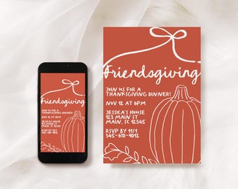 Friendsgiving Invitation, Friendsgiving Text Message Invitation, Friendsgiving Digital Invitation Template, Thanksgiving Invitation Template