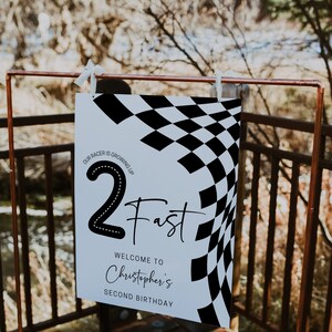 Two Fast Birthday Welcome Sign Template, Second Birthday Welcome Sign, Race Car Second Birthday Sign Template, Two Fast Birthday, Two Fast image 2