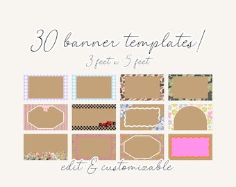 30 plantillas de banners de 90 cm x 150 cm, plantilla de banner personalizable, plantilla de banner marrón, plantilla de banner marrón editable, plantilla de borde para banner
