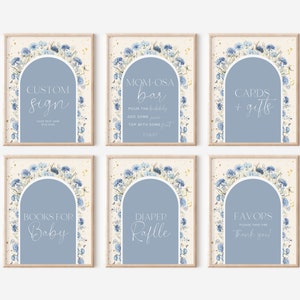 Baby in Bloom, Boy Baby in Bloom Baby Shower Sign Bundle, Baby in Bloom Mom-osa Bar Schild Vorlage, Karten und Geschenke, Favor Sign, Custom Sign