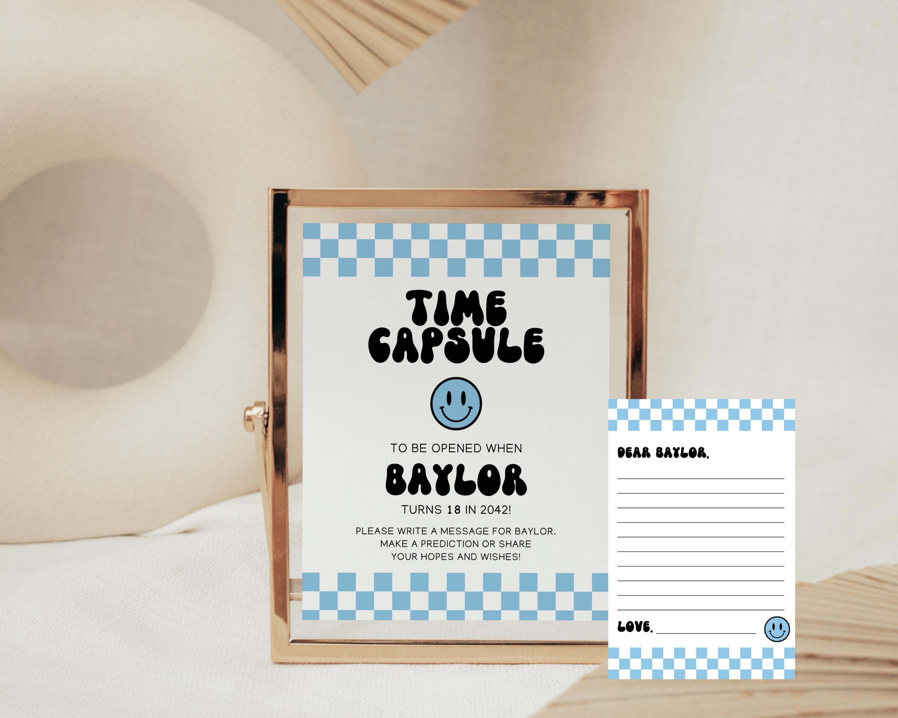 One Happy Dude Time Capsule Sign Template, Blue One Happy Dude Birthday Party,  One Happy Dude First Birthday Decor Blue Smile Face Birthday
