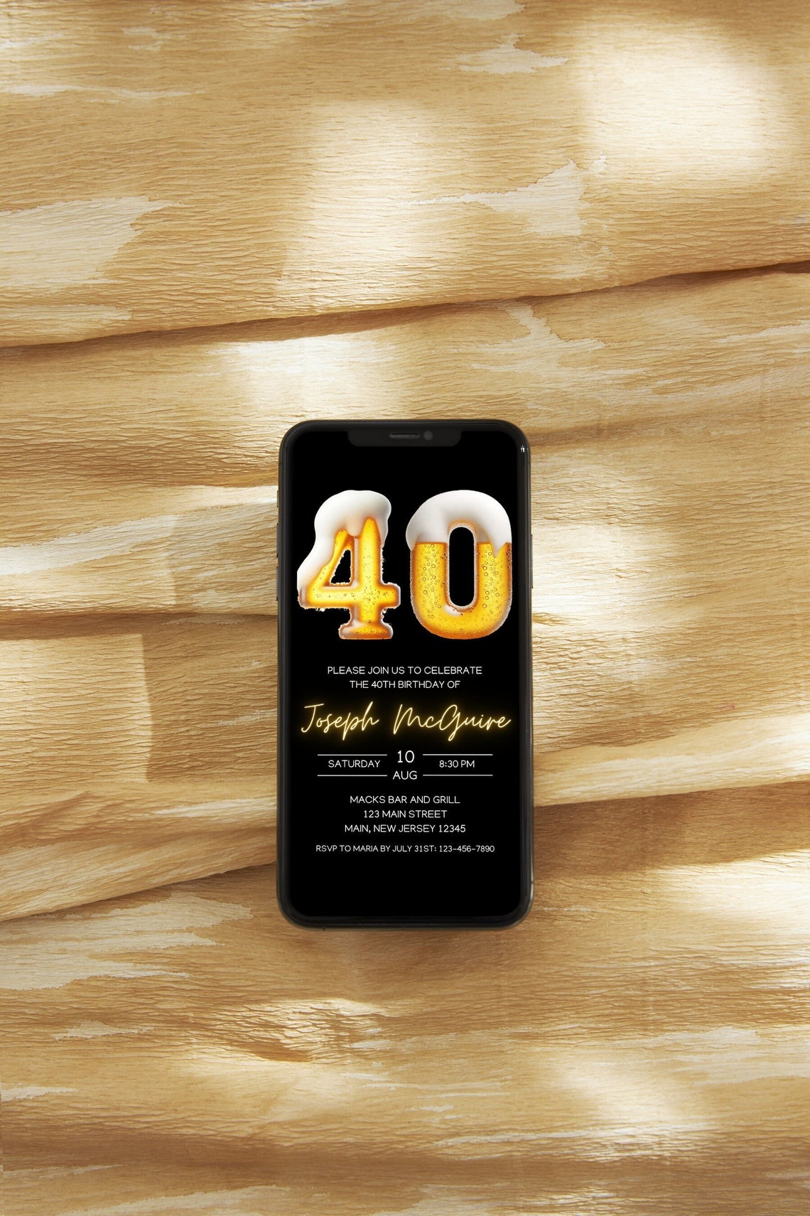 Digital 40th Birthday Invitation Template, Beer Themed 40th Birthday ...