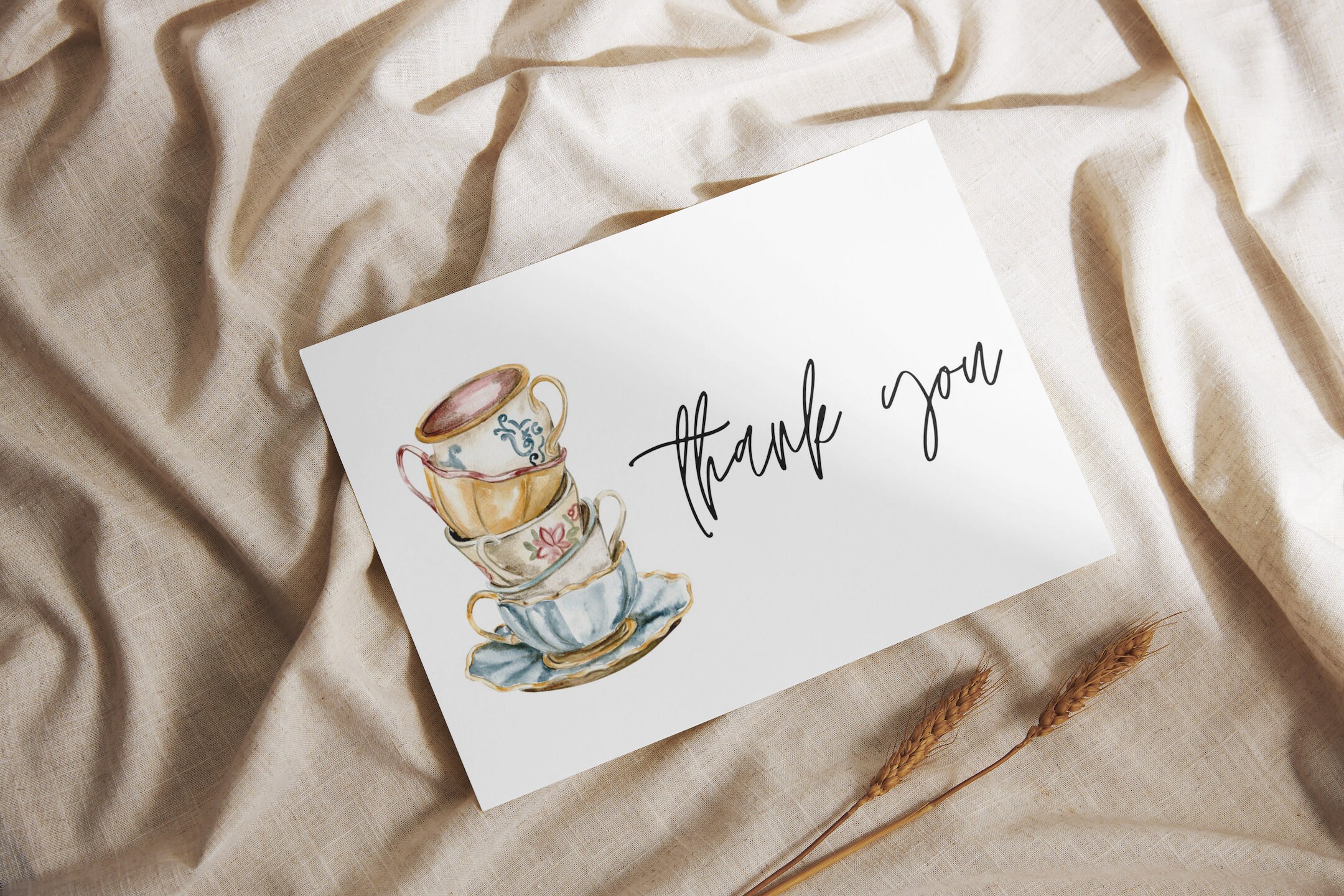 Bridal Tea Party Thank You Card Template Tea Party Thank You - Etsy