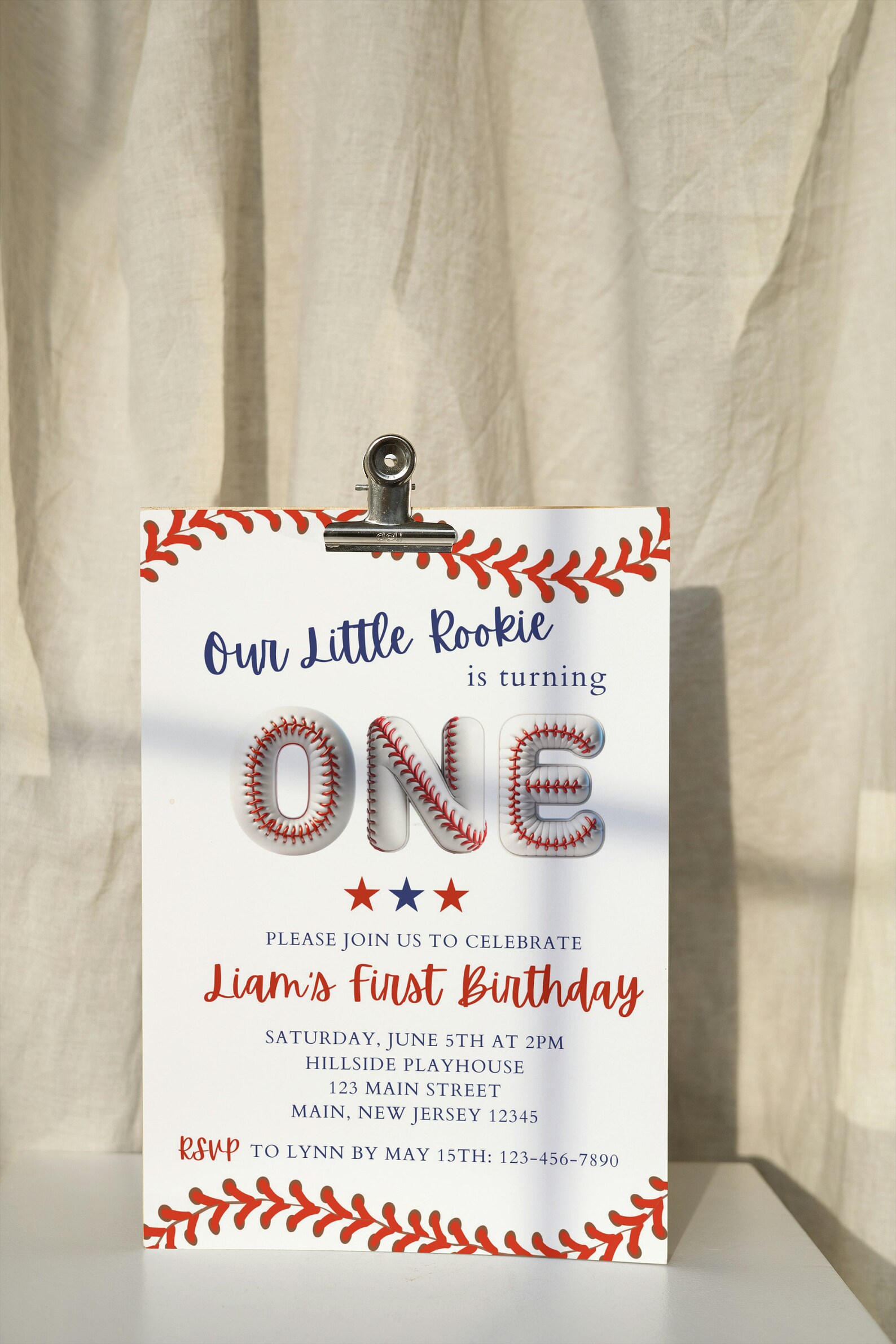 Rookie of the Year First Birthday Party Invitation Template, Editable ...