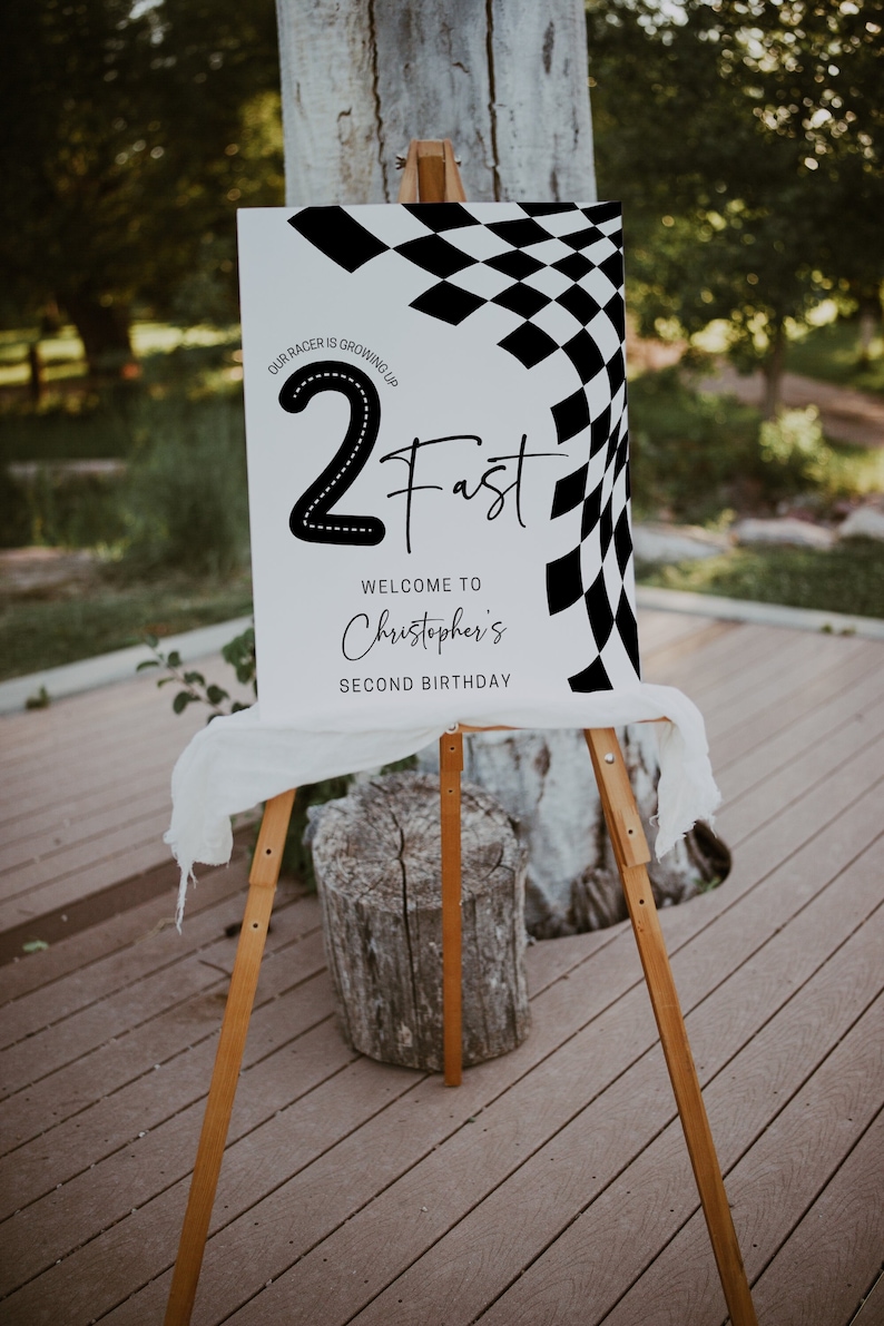 Two Fast Birthday Welcome Sign Template, Second Birthday Welcome Sign, Race Car Second Birthday Sign Template, Two Fast Birthday, Two Fast image 1